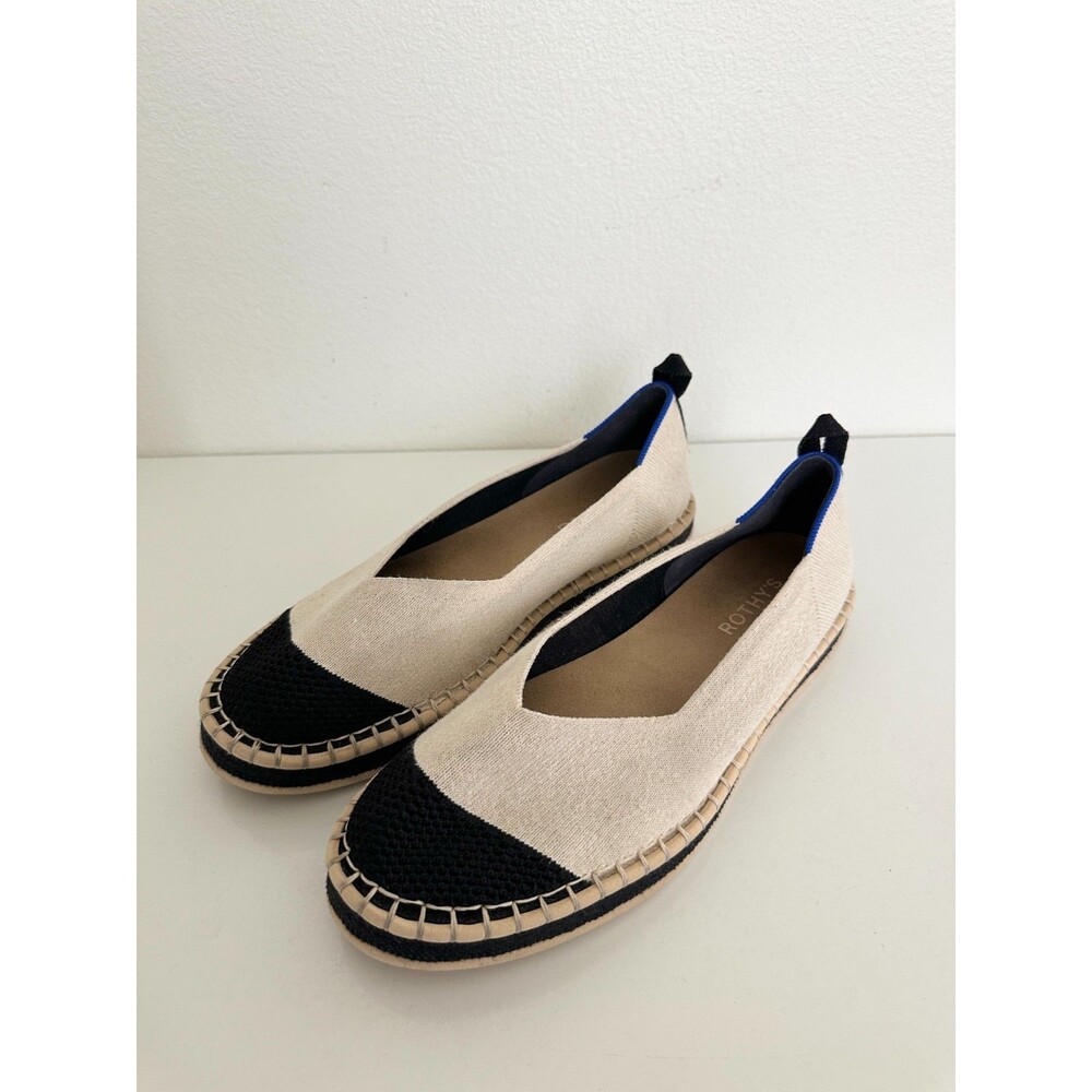 Rothy's Boardwalk Espadrille Flat Slip On Shoes Ivory White Workwear Women's 9.5 - Picture 2 of 10